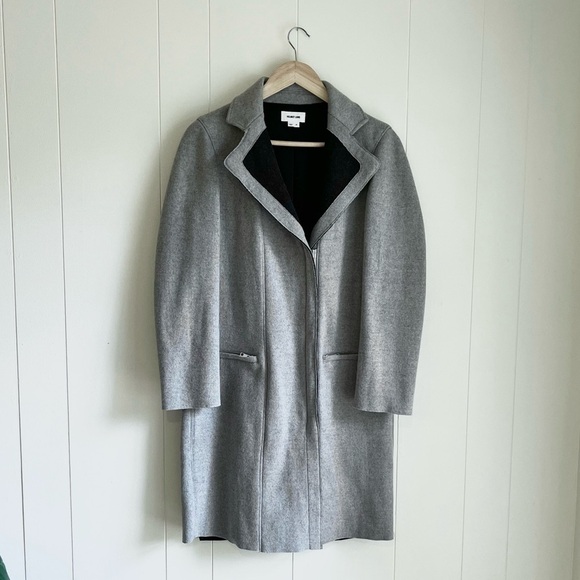 Helmet Lang Long Line Wool Blend Grey Black Zip Front Coat Sz Sm Retails… - Picture 3 of 14